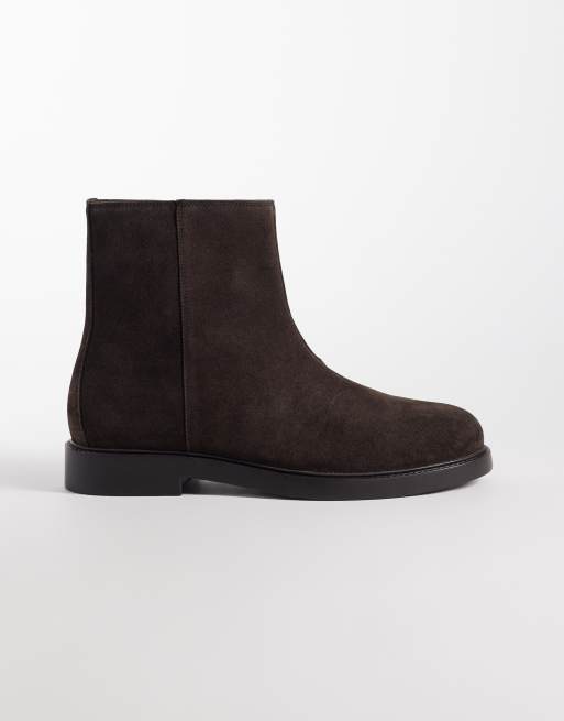 ASOS DESIGN – Brązowe botki z zamszu zapinane na zamek, 3 z 4
