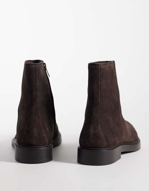 ASOS DESIGN – Brązowe botki z zamszu zapinane na zamek, 4 z 4