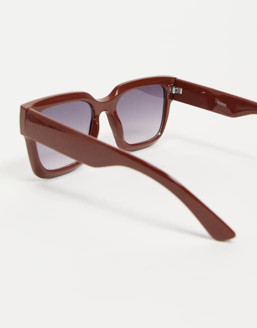 ASOS DESIGN – Brązowe błyszczące kwadratowe okulary przeciwsłoneczne – BROWN, 2 z 4