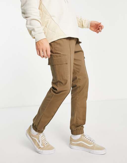 ASOS DESIGN – Brązowe dopasowane bojówki