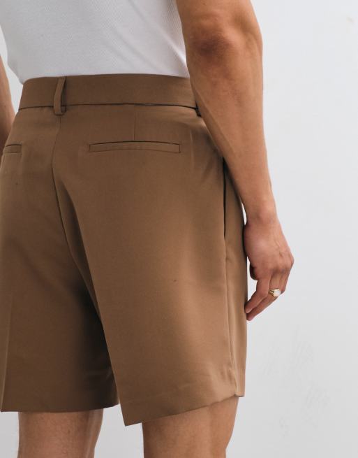 ASOS DESIGN – Brązowe dopasowane szerokie szorty z zakładkami, 5 z 9