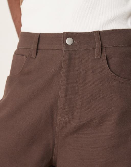 ASOS DESIGN – Brązowe długie szorty płócienne, 3 z 5