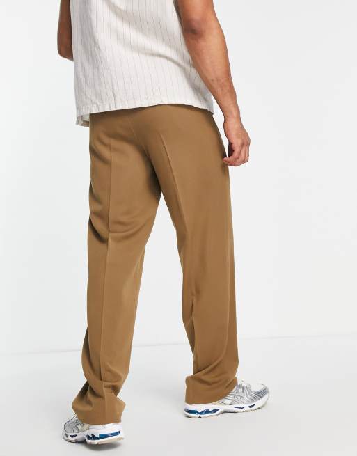 ASOS DESIGN – Brązowe eleganckie joggersy o szerokim kroju, 2 z 4