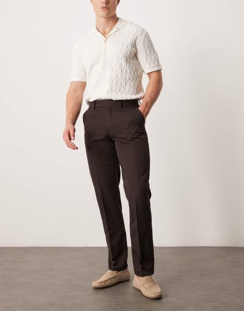 ASOS DESIGN – Brązowe eleganckie spodnie o dopasowanym kroju - view 1