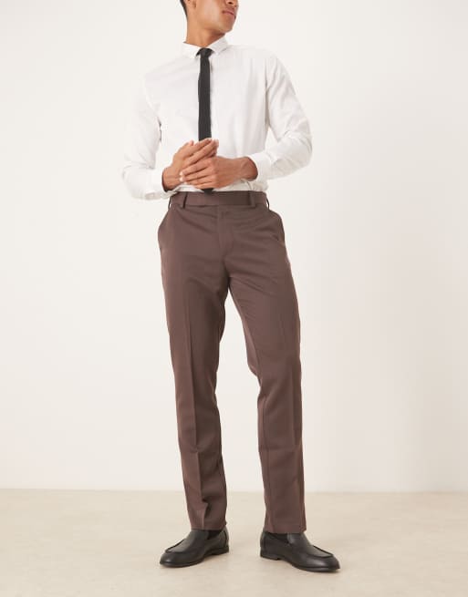 ASOS DESIGN – Brązowe eleganckie spodnie o dopasowanym kroju, 2 z 5