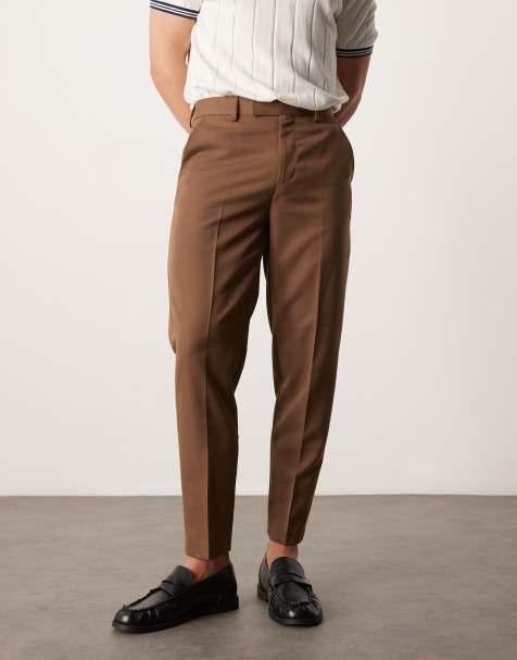 ASOS DESIGN – Brązowe eleganckie spodnie o zwężanym kroju - view 1