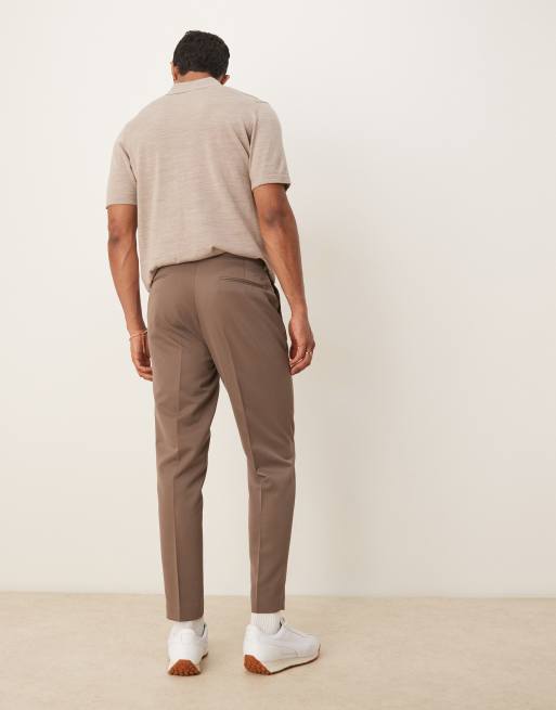 ASOS DESIGN – Brązowe eleganckie spodnie o zwężanym kroju, 3 z 5