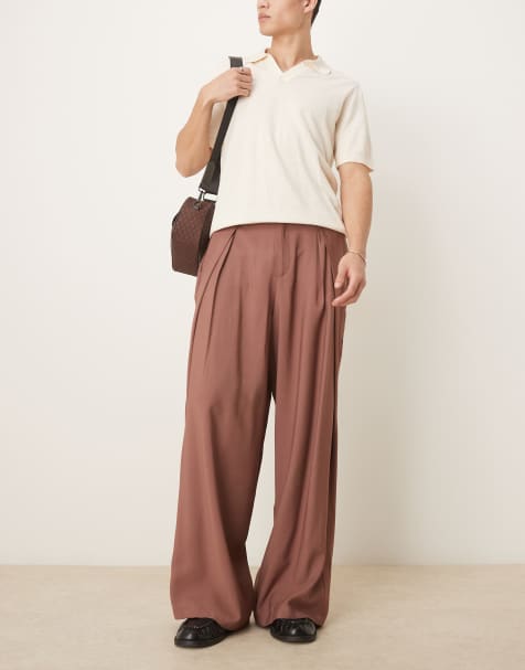 ASOS DESIGN – Brązowe eleganckie spodnie oversize - view 1