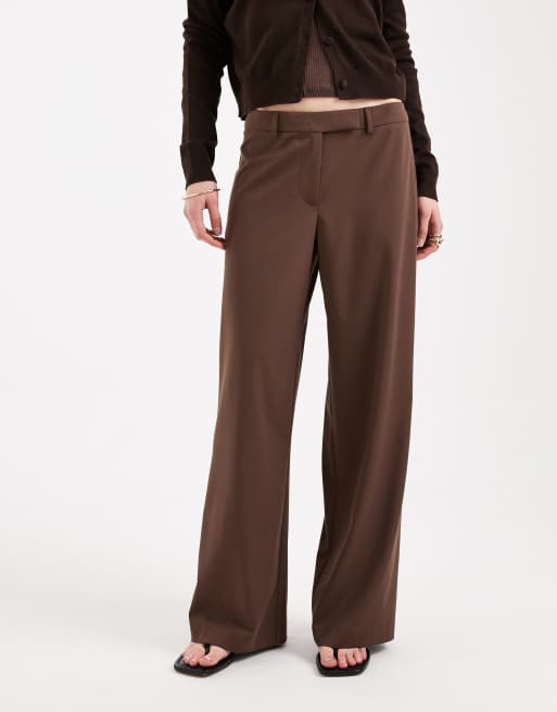 ASOS DESIGN – Brązowe eleganckie spodnie z niskim stanem w stylu 90., 4 z 5