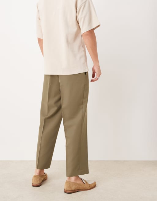 ASOS DESIGN – Brązowe, eleganckie spodnie z prostymi, krótszymi nogawkami, 5 z 5