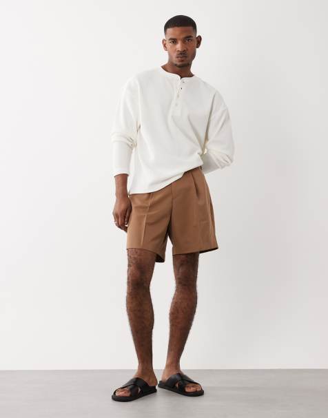 ASOS DESIGN – Brązowe eleganckie szorty z szerokimi zakładkami - view 1