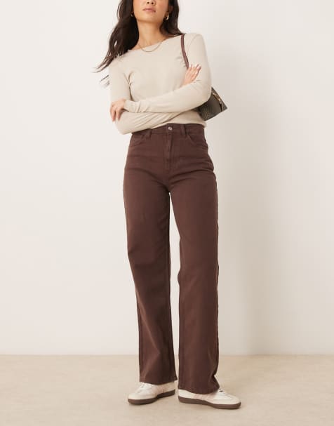 ASOS DESIGN – Brązowe jeansy o fasonie dad - view 1