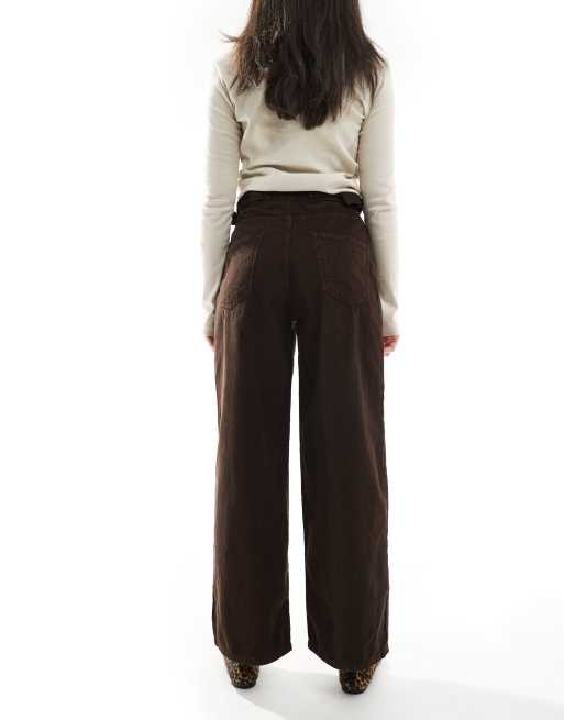 ASOS DESIGN – Brązowe jeansy sztruksowe z klamrami z boku, 3 z 5