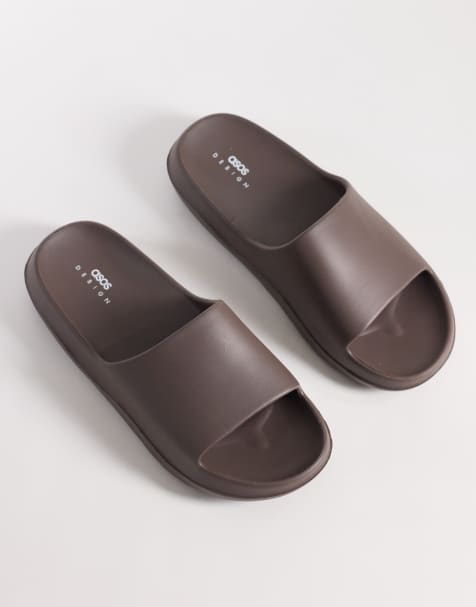 ASOS DESIGN – Brązowe klapki na grubej podeszwie - view 1