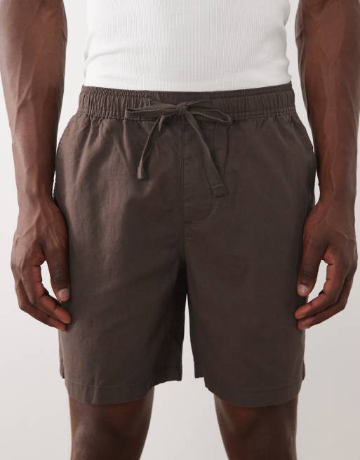 ASOS DESIGN – Brązowe krótkie szorty z domieszką lnu, 2 z 5