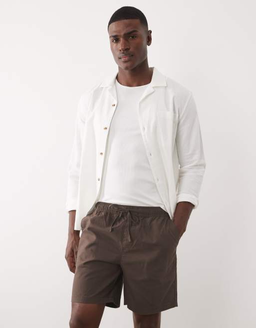 ASOS DESIGN – Brązowe krótkie szorty z domieszką lnu, 5 z 5