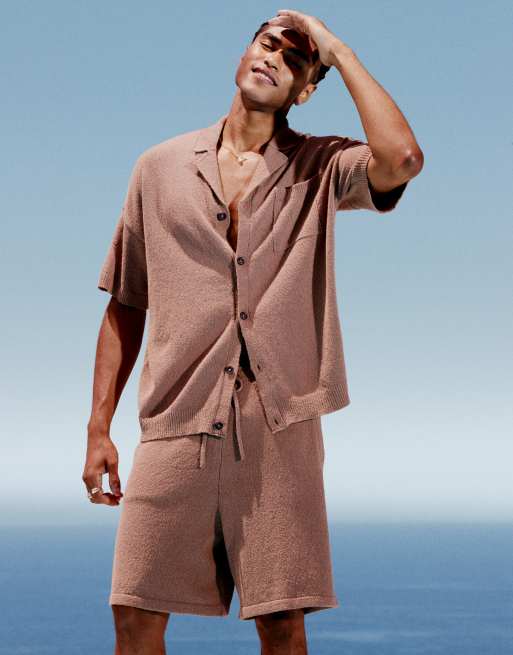 ASOS DESIGN – Brązowe lekkie teksturowane szorty oversize, część zestawu, 3 z 5