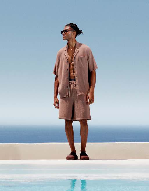 ASOS DESIGN – Brązowe lekkie teksturowane szorty oversize, część zestawu, 5 z 5