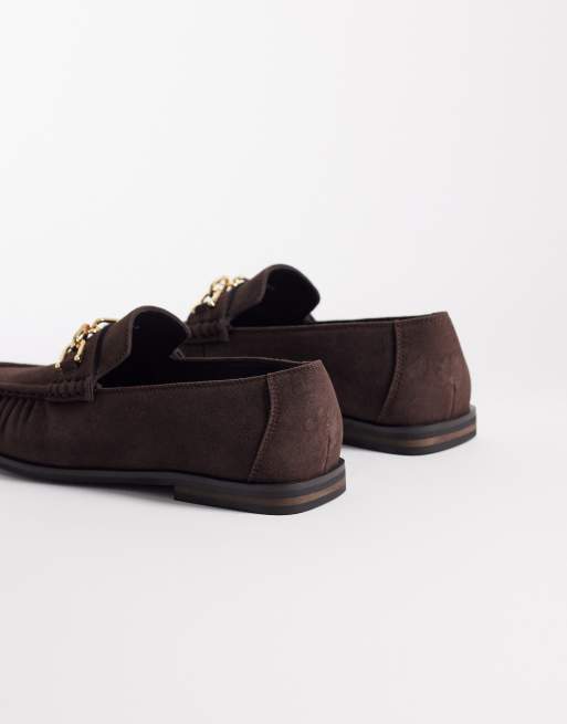 ASOS DESIGN – Brązowe loafersy penny z marszczeniem, 3 z 4