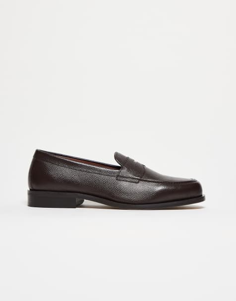ASOS DESIGN – Brązowe loafersy z marszczonej skóry - view 1