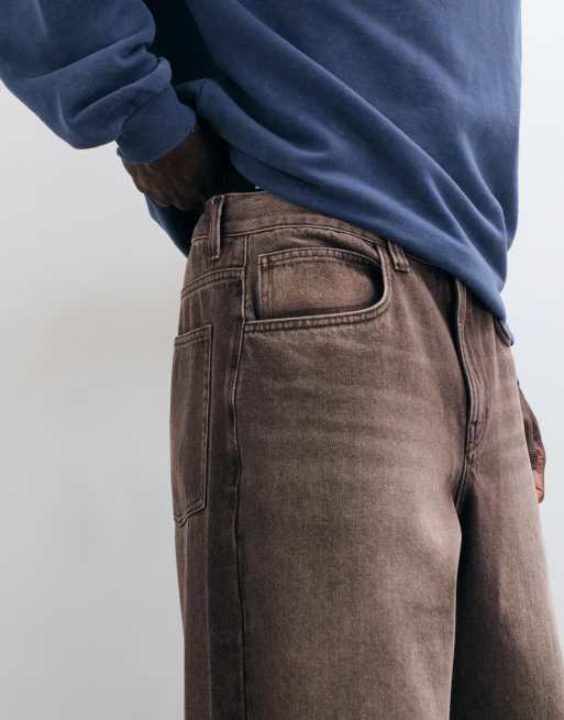 ASOS DESIGN – Brązowe luźne jeansy z efektem sprania, 4 z 5