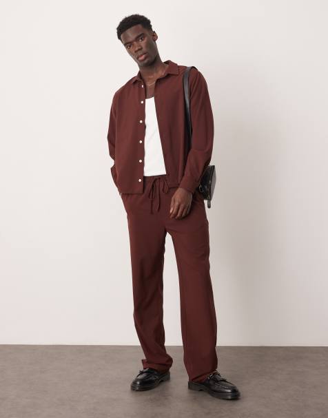 ASOS DESIGN – Brązowe luźne spodnie, część zestawu - view 1