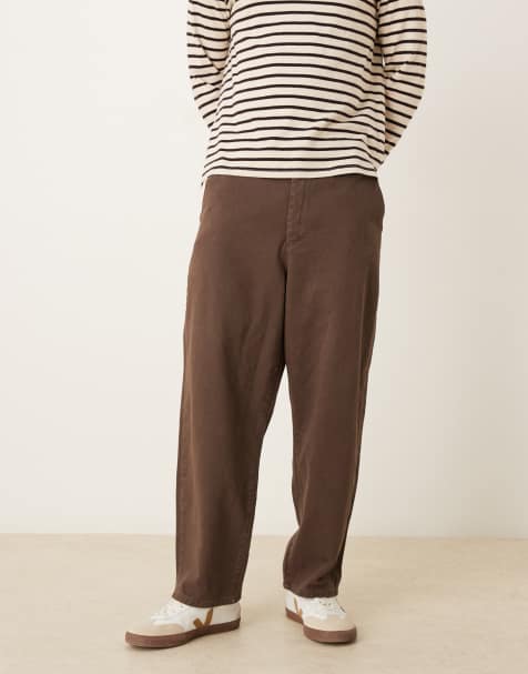 ASOS DESIGN relaxed tapered trousers in brown 