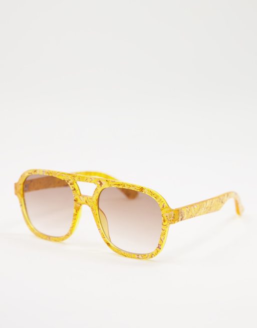 ASOS DESIGN – Brązowe okulary przeciwsłoneczne typu aviator – BROWN
