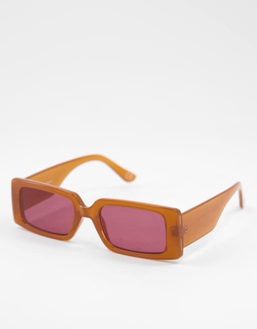 ASOS DESIGN – Brązowe okulary przeciwsłoneczne z subtelną oprawką – BROWN