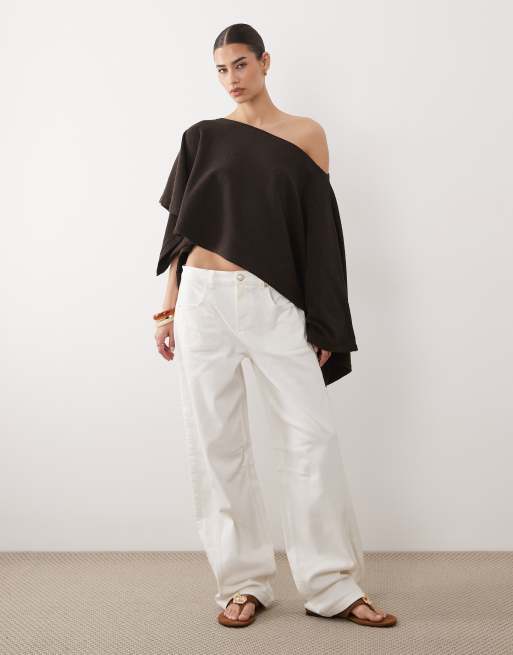 ASOS DESIGN – Brązowe ponczo z bawełnianej dzianiny bouclé, 2 z 4