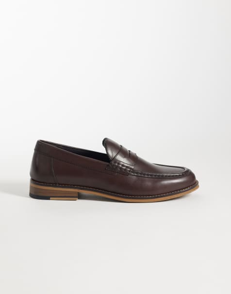 ASOS DESIGN – Brązowe skórzane loafersy penny - view 1