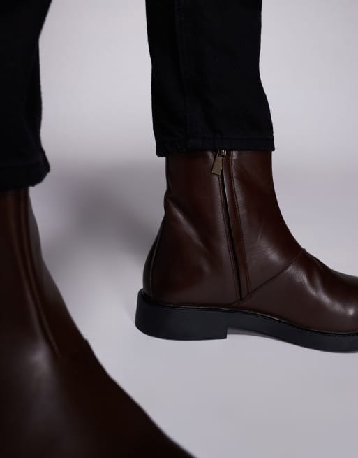 ASOS DESIGN – Brązowe skórzane sztyblety, 4 z 4