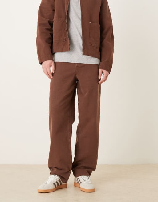 ASOS DESIGN – Brązowe spodnie baggy z efektem sprania w stylu vintage, część zestawu