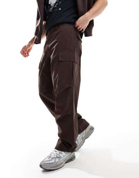 ASOS DESIGN baggy cargo trousers in brown