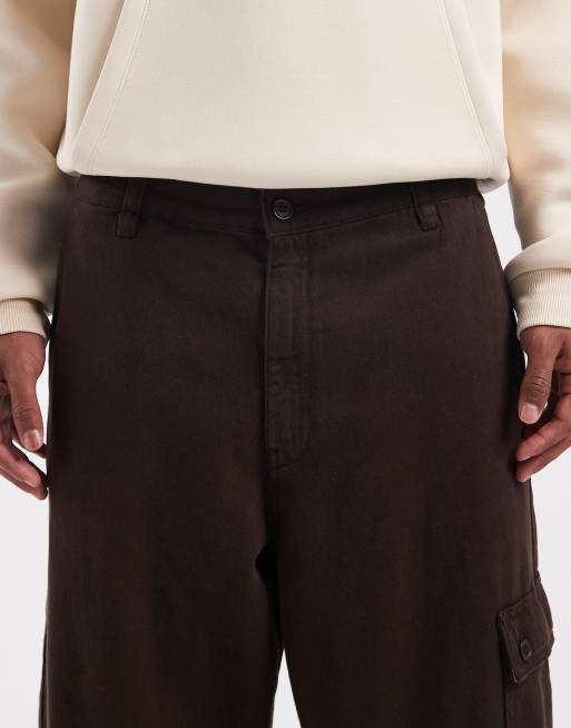 ASOS DESIGN – Brązowe spodnie bojówki o luźnym prostym kroju, 5 z 5