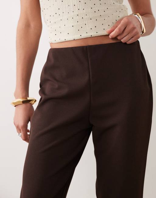 ASOS DESIGN – Brązowe spodnie capri z rozcięciem z boku, 5 z 5