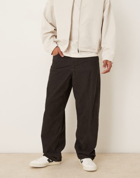 ASOS DESIGN – Brązowe spodnie sztruksowe o luźnym prostym kroju - view 1