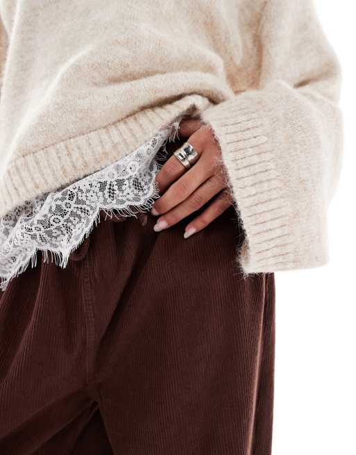 ASOS DESIGN – Brązowe spodnie sztruksowe z szerokimi nogawkami w stylu joggersów, 2 z 5