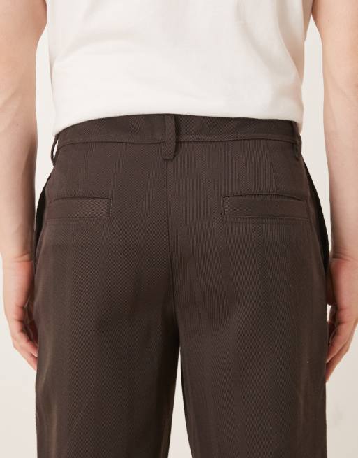 ASOS DESIGN – Brązowe spodnie z imitacji wełny o prostym kroju, 5 z 5