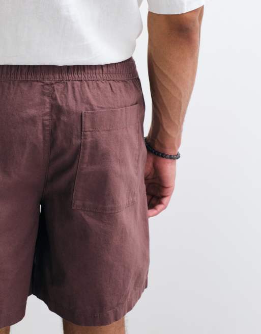 ASOS DESIGN – Brązowe średniej długości szorty z mieszanki lnu, 5 z 5