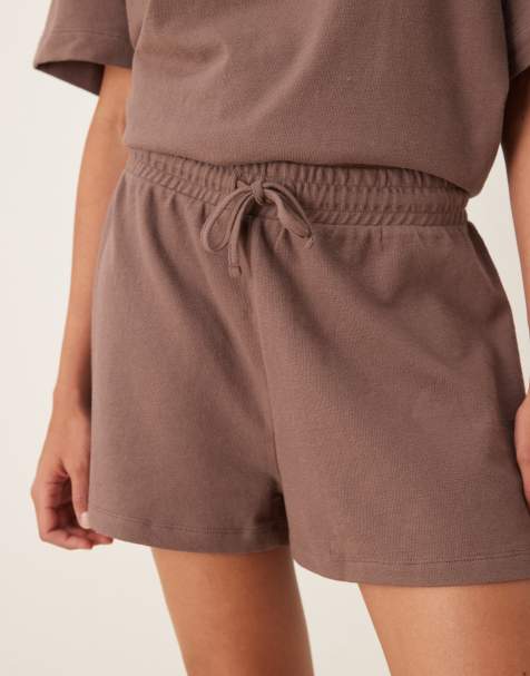 ASOS DESIGN – Brązowe szorty z fakturowanej dzianinowe, część zestawu - view 1