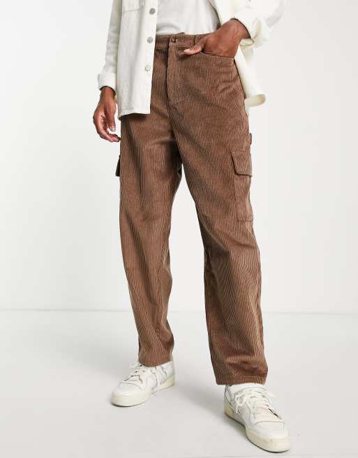 ASOS DESIGN – Brązowe sztruksowe spodnie typu carpenter z szerokimi nogawkami, 2 z 4