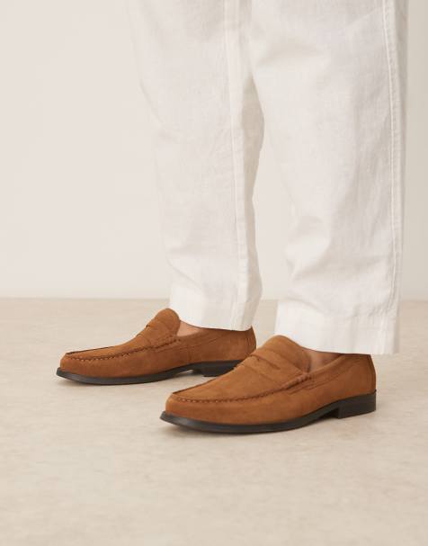 ASOS DESIGN – Brązowe zamszowe loafersy penny - view 1