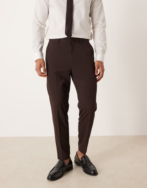 ASOS DESIGN – Brązowe zwężane spodnie garniturowe, 2 z 5
