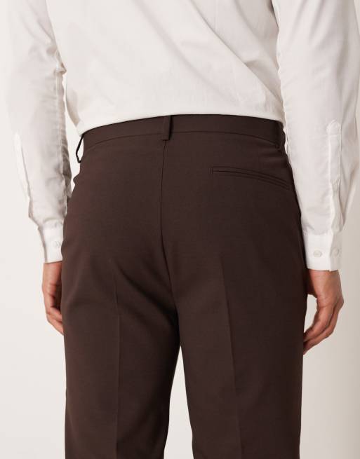 ASOS DESIGN – Brązowe zwężane spodnie garniturowe, 5 z 5