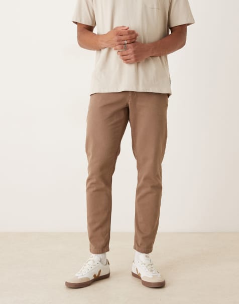 ASOS DESIGN tapered trousers in brown