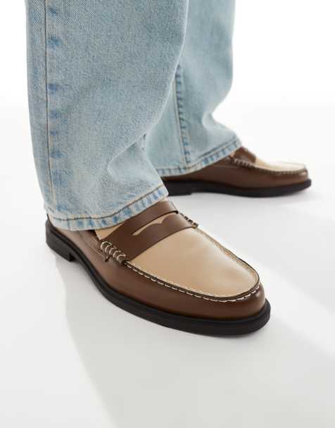 ASOS DESIGN – Brązowo-kremowe loafersy penny - view 1