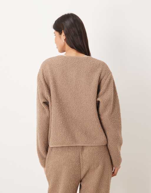 ASOS DESIGN – Brązoworóżowa kurtka domowa z kożuszka, 4 z 4