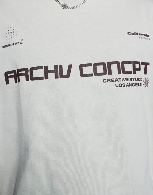 ASOS DESIGN – Brązowoszary T-shirt oversize ze sportową grafiką, 4 z 4