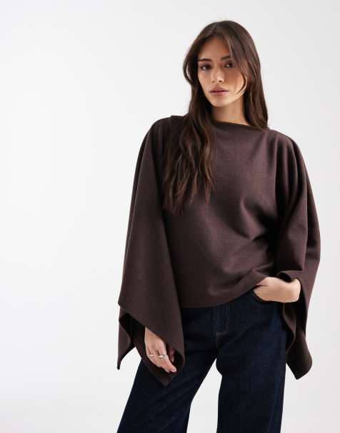 ASOS DESIGN – Brązowy bardzo miękki top w stylu peleryny - view 1
